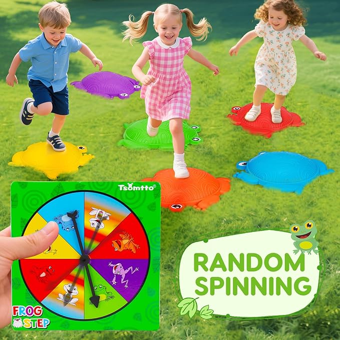 6 PCS Kids Stepping Stones Light Up Frog Balance Stones Outside Toys Ages 3-5 4-8 Plastic Jumping Step Stone Indoor Outdoor Sensory Play Toddler Obstacle Course Coordination Game 3 4 5 6 7 Year Old