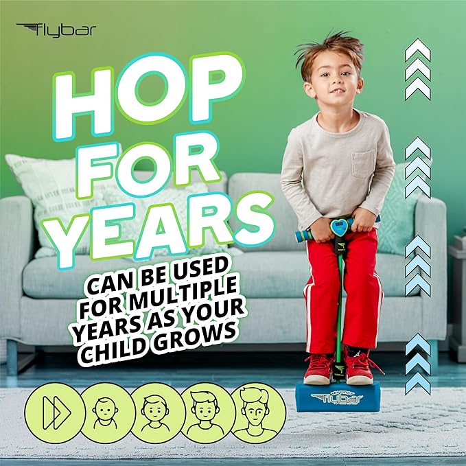 Flybar My First Foam Pogo Jumper for Kids Fun and Safe Pogo Stick for Toddlers, Durable Foam and Bungee Jumper for Ages 3 and up, Supports up to 250lbs