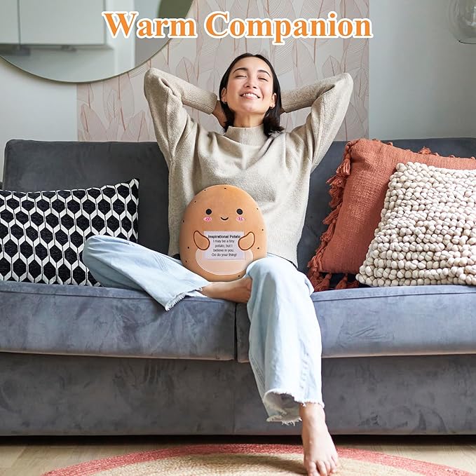 Potato Plush, Cute Potato Stuffed Animal, Positive Doll Funny Reduce Pressure Toy Cheer Up Gifts for Girls Boys Party Decor 10"