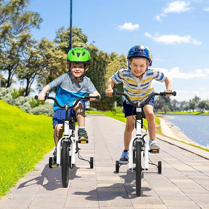 BABY JOY Kids Bike, 12 14 16 18 20 Inch Children Bikes for Boys Girls Teens 3-8 8+ Years w/Training Wheels or Kickstand, Handbrake, Coaster Brake & Removable Basket, Kids Bicycle of Multiple Colors