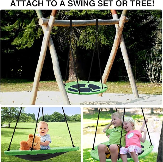 RedSwing 43" Flying Saucer Swing for Kids Outdoor, Large Round Tire Swings for Trees and Swingset, Strong Heavy Duty for Outside Playground, 500LBS Weight Capacity, Green