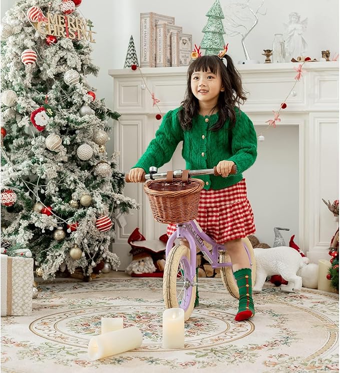 ACEGER 12" Kids Balance Bike with Basket, Toddler Bicycle for Early Learning Leg Strength and Steady Balancing, Durable Frame&Tool-Free Adjustable Seat, Gift Bike for 2-5 Kids, No Brake