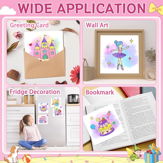 Paint with Water Coloring Books for Toddlers,Princess and Party Theme Mess Free Watercolor Painting Papers for Kids Water Color Paint Kit Art Craft Birthday Gift for Ages 1-3, 4-8