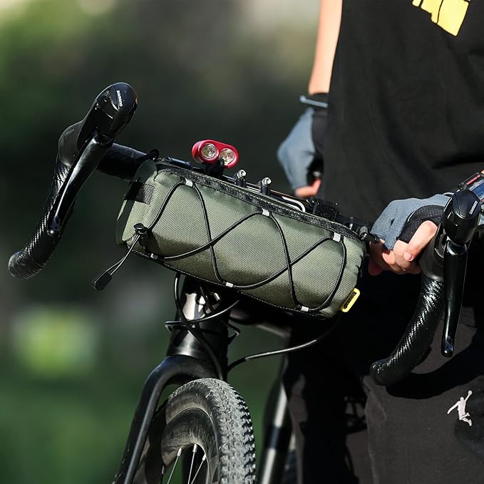 Bike Handlebar Bag Front Bike Bag 2.4Lbicycle handlebar bag with Shoulder Strap for Folding Road Mountain Bike (Green)