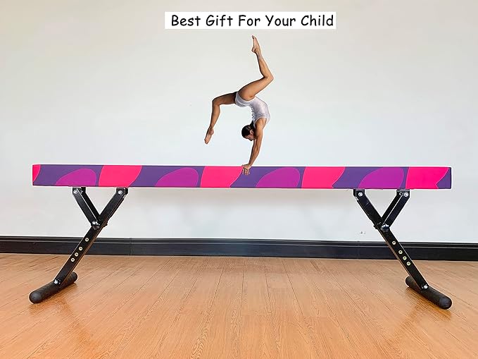 Adjustable Balance Beam 8 ft Gymnastic Beam Adjustable Height for Kids and Teenage of All Gymnastic Levels, Gymnastic Training Beam Gymnastic Equipment for Athlete Home and Gym Club Use
