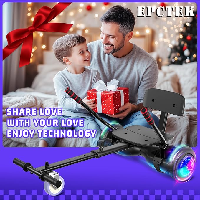 Scooter with Seat Attachment for Kids Adults, 6.5'' 8.5''Balancing Scooter with Bluetooth Speakers & Colorful LED Light with Kart