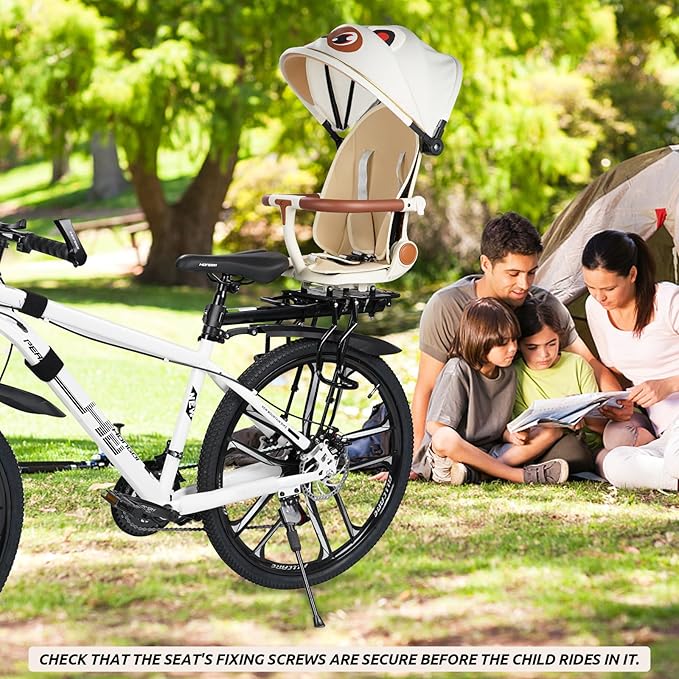 Rear Child Bike Seat,Rear Mounted Child Bike Seats,Back Mount Child Seat with Back Rest Armrest Foot Pedals,Width Adjustable Bicycle Rear Seat,Fits All Bicycle Rear Frames