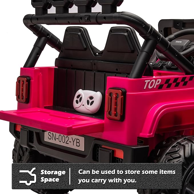 NEWQIDA 24V 2 Seater Ride on Car w/Remote Control 4wd Kids Electric Vehicles Ride on Toys Car, EVA Tires Wheels, 20" Spacious Seat, LED Lights, Music, Spring Suspension, 4x200W Motors, Hot Pink