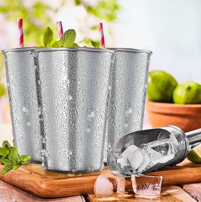 CHILLOUT LIFE Stainless Steel Cups for Kids and Adult 12 oz – Metal Kids Cups stackable for Home & Outdoor Activities, BPA Free Healthy Unbreakable Premium Metal Drinking Pint Glasses (4-Pack)