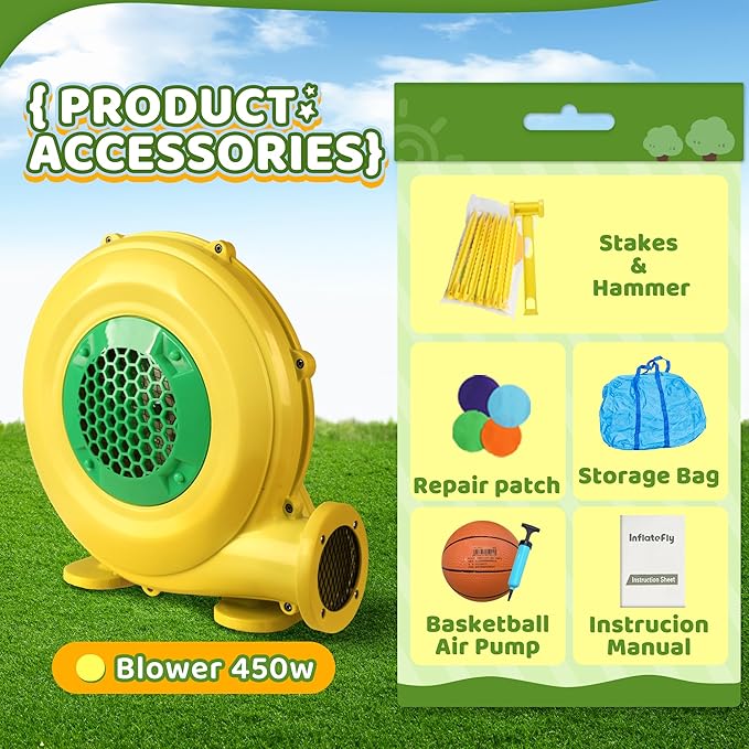 Bounce House Inflatable Bouncy Castle with Large Jumping Area Double Slide Bouncer for Kids and Toddlers