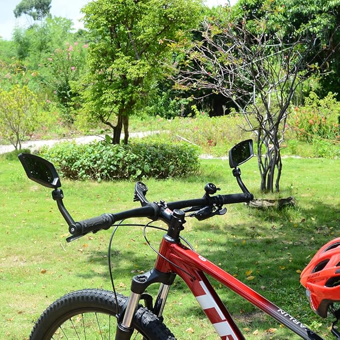 Bar End Bike Mirrors 1 PAIR, High–Definition Convex Scratch Resistant Glass Lens E-Bike Mirror,Safe Rearview Mountain Bike Mirror for Left and Right Side BT-018