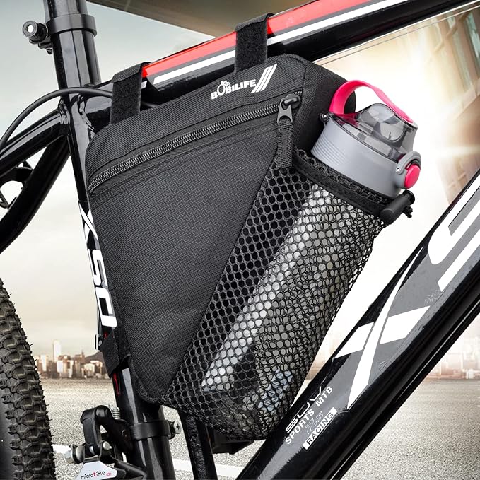 Bike Triangle Frame Bag - Bicycle Cycling Storage Triangle Top Tube Front Pouch Saddle Bag for Road and Mountain Bikes