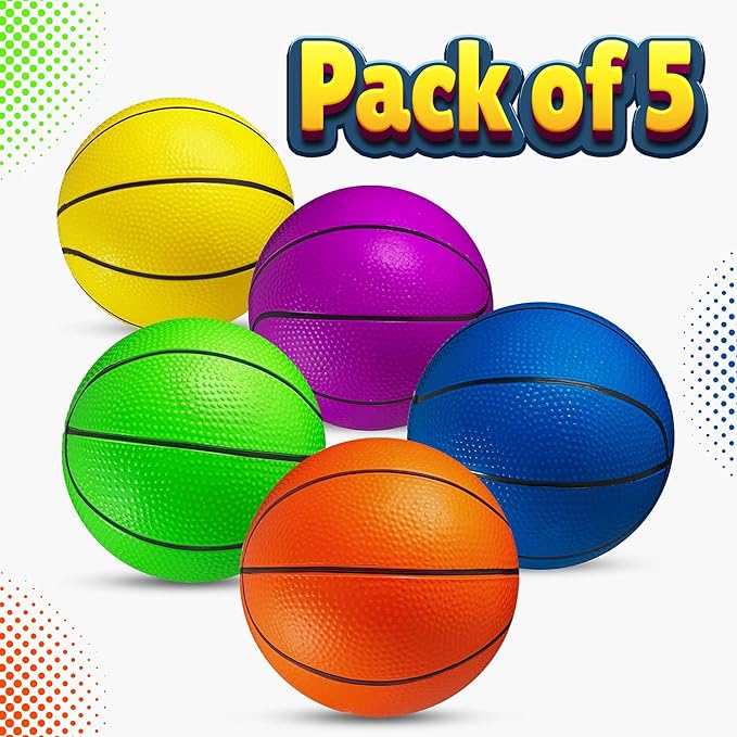 Mini Basketball Set for Kids - 6 Inch (5 Pack) w/ Hand Pump - Small Size Indoor Mini Hoop Balls for Toddlers - Over the Door Basketball Games, Indoor & Outdoor, Small Hoops, Pool Play & Party Favors