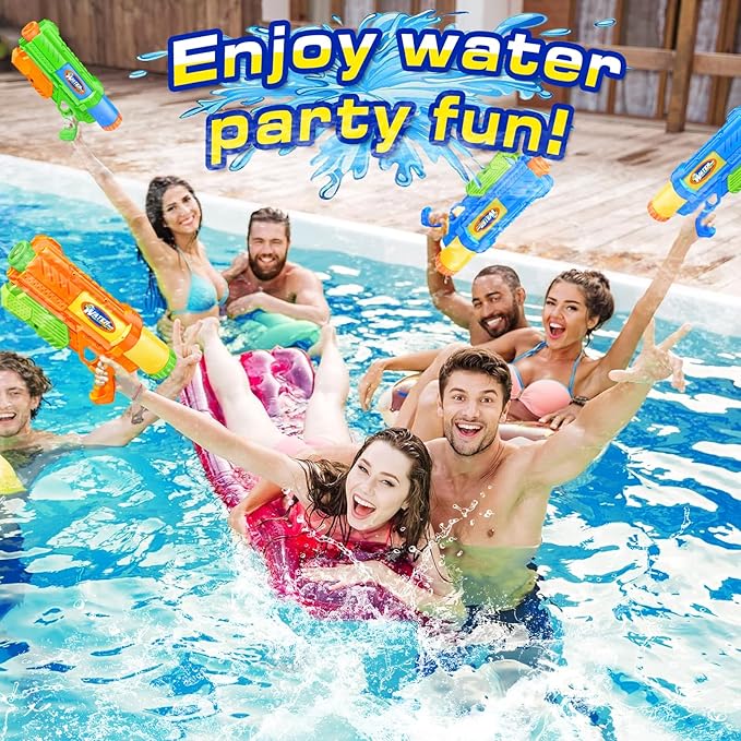 Super Water Gun for Kids Adults: 2 Pack Super Water Gun Soaker 1200cc Squirt Blasters with Impressive Range - Ideal Toys for Boys Girls Summer Outdoor Swimming Pool Water Toys Fun - Green Blue