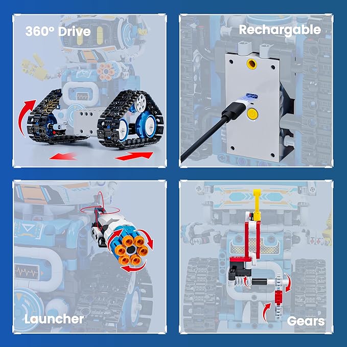 5 in 1 RC Robot Building Kit, APP & Remote Control Robotics Kit, Science Project Kit & STEM Toys for Ages 8-13, Gifts for 8 Year Old Boys Girls