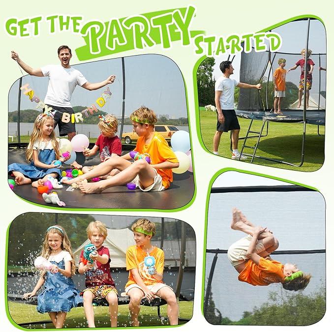 Gigu 10FT 12FT 14FT 15FT 16FT Recreational Trampolines with Enclosure Net and Ladder and Anti-Rust Coating, ASTM Approved Trampoline Outdoor for Kids and Adults Outdoor Yard Trampolines