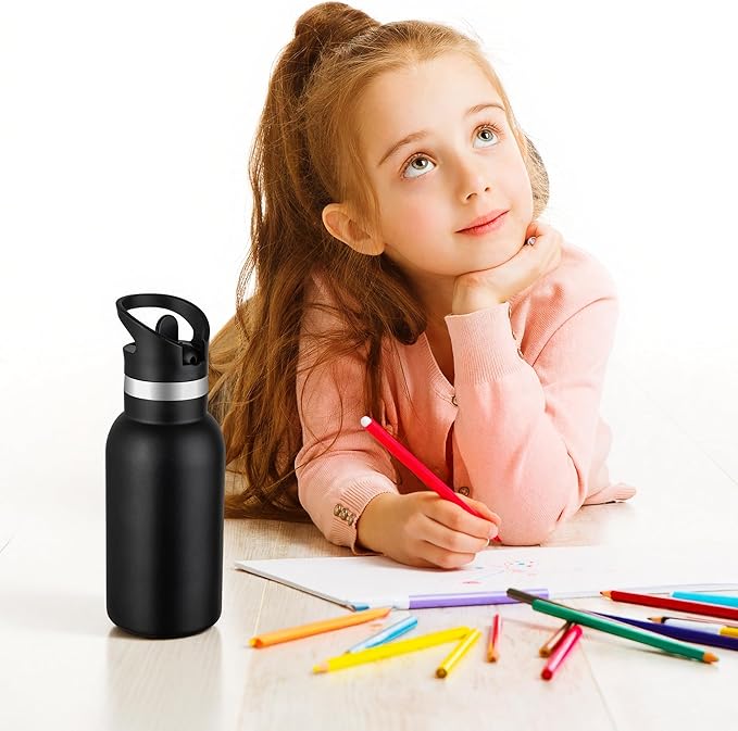 12oz Kids Water Bottle – Insulated Stainless Steel Bottle with Straw Lid, BPA-Free, Leak-Proof, for Toddlers & School Use