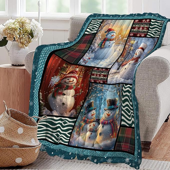 Snowman Blanket Christmas Winter Snowmen Lover Throw Blankets Gifts for Girls Boys Kids Soft Cozy Fleece Plush for Couch Sofa Bed 50"x40"