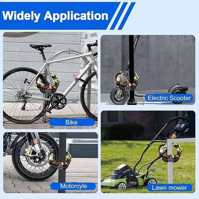 NDakter Bike Chain Lock, 5 Digit Combination Heavy Duty Anti Theft Bicycle Chain Lock,2.62/3.2/4.27/5/6Ft Long Security Resettable Bike Locks for Bike, Bicycle, Scooter, Door, Gate, Fence-4/6mm Thick