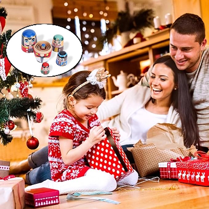 Chirstmas Russian Nesting Dolls, 2 Pack Wooden Handmade Nested Set Matryoshka Dolls, Russian Stacking Dolls Toys for Kids Toddlers Happy Chirstmas Home Decoration Gift(Snowman Nutcracker)