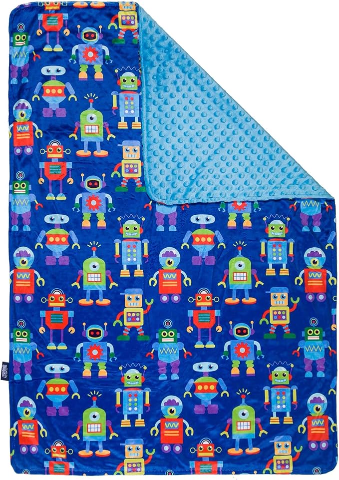 Wildkin Plush Baby Blanket – Soft & Cozy Comfort, Ideal for Toddlers, Travel & Daycare - Robots