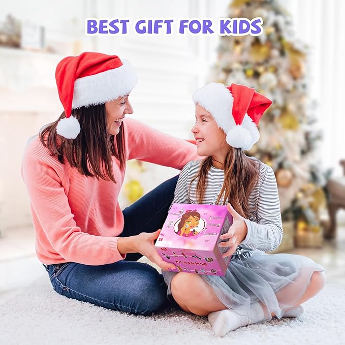 Kids Makeup Sets for Girls, 66pcs Real Cosmetic for Kids Toys with Mirror, Princess Washable Girls Makeup Kit, Non-Toxic & Safe Brithday Gifts for 3 4 5 6 7 8 10 - 12 Years Old(Pink Black)