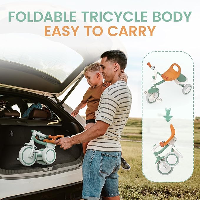 besrey Toddler Tricycle with Bell, Kids Tricycle Age 18 Months to 5 Years, Kids Trike, Toddler Bike for 2-5 Year Olds, Baby Trike, Gifts & Toys for Boys & Girls, Green