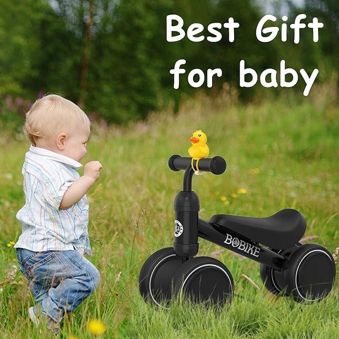Baby Balance Bike Toys for 12-36 Months Kids Toy Boy Girls Gifts Toddler Best First Birthday Gift Children Walker No Pedal Infant 4 Wheels Bicycle (Black)