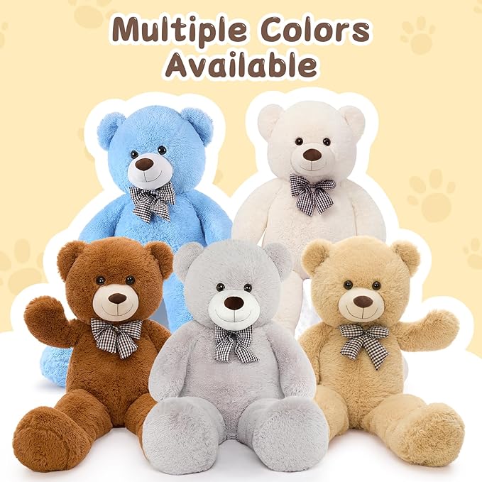 MaoGoLan Giant Teddy Bear Plush Toy - Ultra Soft & Cute Large Stuffed Animal 39 inches, Perfect for Baby Showers, Birthdays, Valentine’s Day Gifts (Kids, Couples, Family),Gray