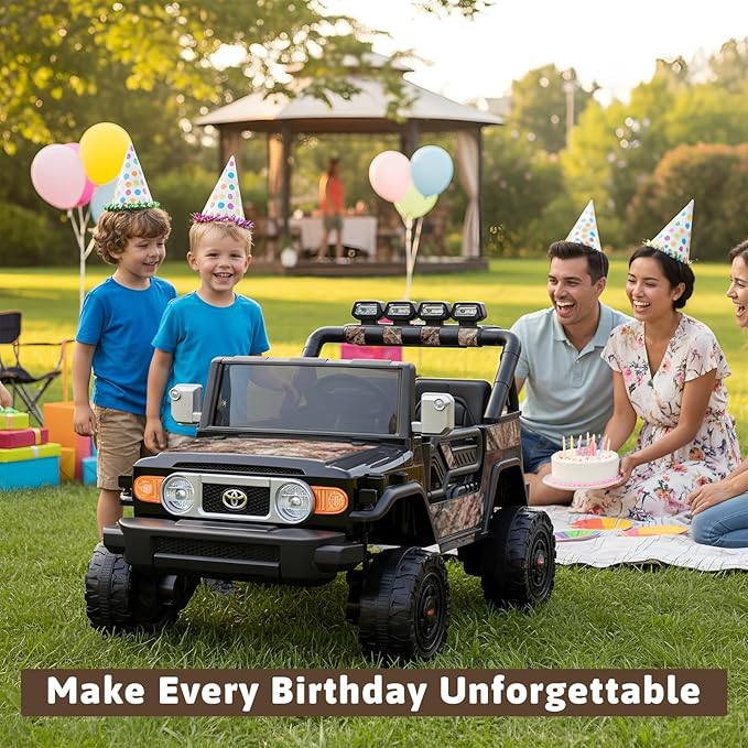 24V Ride on Toys for Kids, Licensed Toyota FJ, 2 Seater Ride on Car with Remote Control, Electric Car w/ 4-Wheeler Suspension, Led Light, Music, USB, Electric Vehicle for Age 3-8, Camouflage