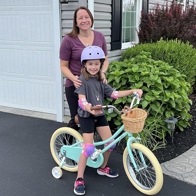 Petimini Girls Bike with Basket for 2-12 Years Old Kids, 12 14 16 18 20 Inch Bicycle with Bell Training Wheels Basket, Multiple Colors