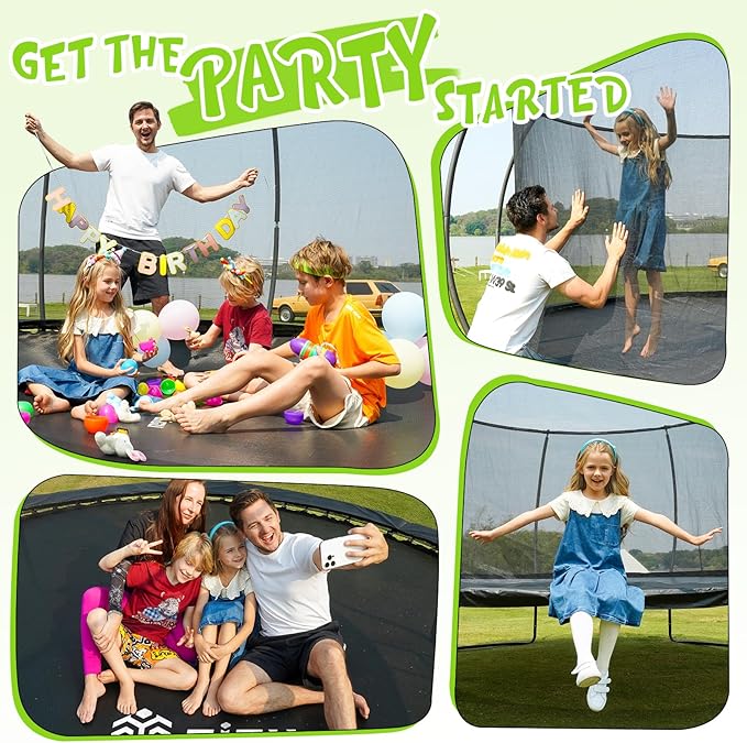 Gigu 10FT 12FT 14FT 15FT 16FT Recreational Trampolines with Enclosure Net and Ladder and Anti-Rust Coating, ASTM Approved Trampoline Outdoor for Kids and Adults Outdoor Yard Trampolines