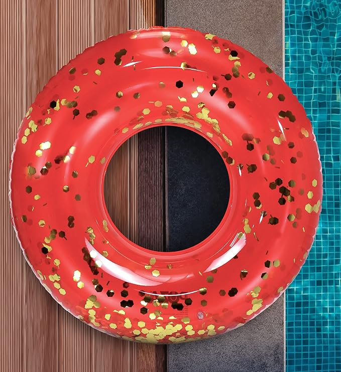 CoTa Global Inflatable Pool Float Tube Confetti Premium Swim Ring Heavy Duty Vinyl Flotation Pool Floats Toy for The Beach, Party, Vacation, UV Resistant - Pool Party