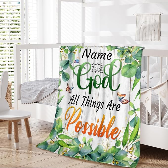 Personalized Blanket for Women Girls, Christian Throw Blanket Gifts for Kids Teens Adults, 50"x60" Cute Custom Flannel Blankets Gift for Girl Soft Lightweight Throws for Couch Sofa Bed Decor