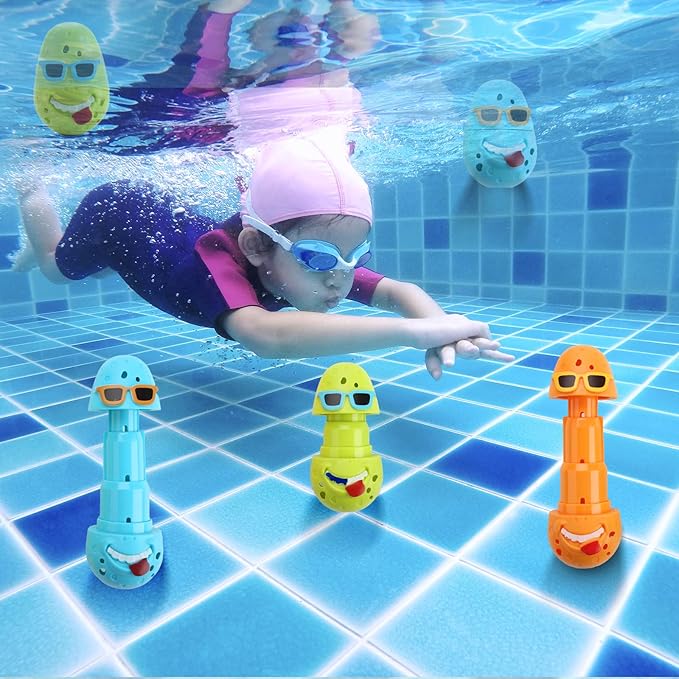 haomsj Swimming Diving Pool Sticks Toys for Kids, 3pcs Dive Clown Eggs, Summer Underwater Sinking Pool Toys for Boys and Girls Ages 8-12