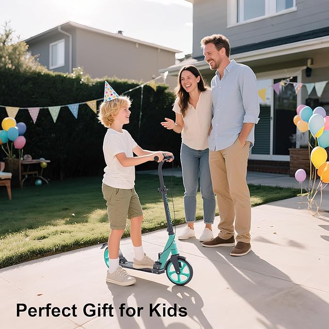 Kick Scooter for Kids Age 8+, Teens, Adults, Dual Suspension Foldable Lightweight Scooter with 8 Inch Big Wheels, Max Load 240 LBS Wide Deck