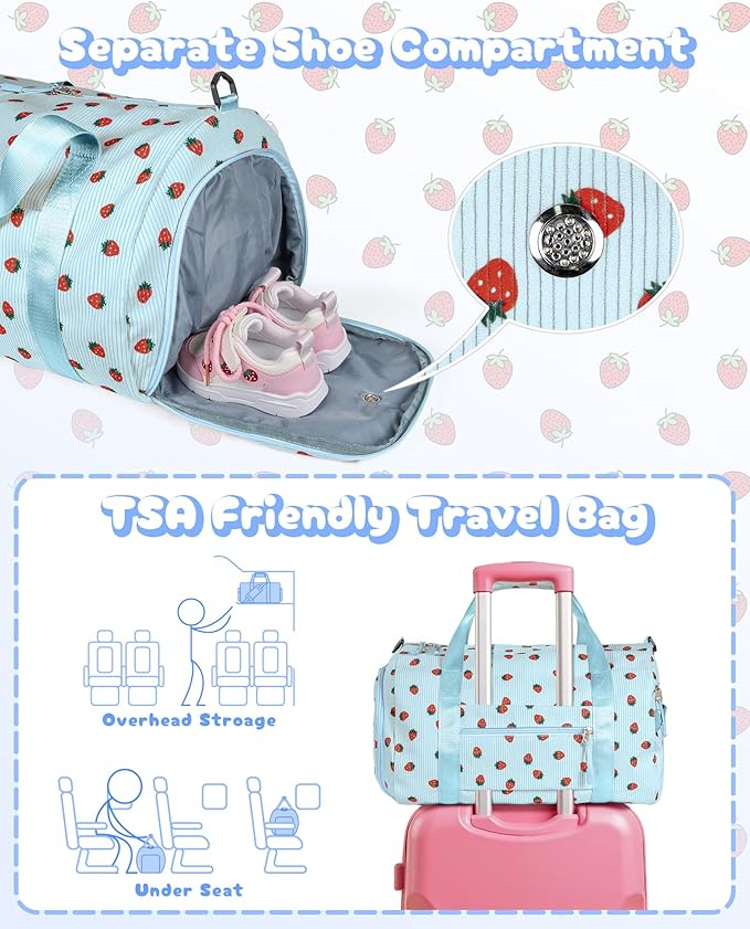 Birthday Gift for Teenager, Girls Gym Bag, Kids Personalized Weekend Duffel Bags with Shoe Compartment, Initial Travel Tote with Makeup Bag, Dance Recital Gifts for Toddler (Letter N)
