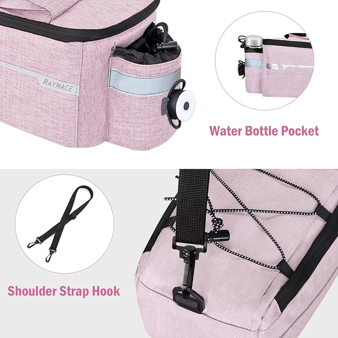 RAYMACE Bike Rear Rack Bag with Tail Light, Bike Truck Cooler Bag for Warm or Cold Items