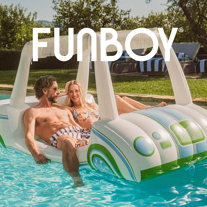 FUNBOY Country Club Golf Cart Pool Float, Two Cup Holders, Removable Fringe Shade, Float for Summer Pool Party and Entertainment