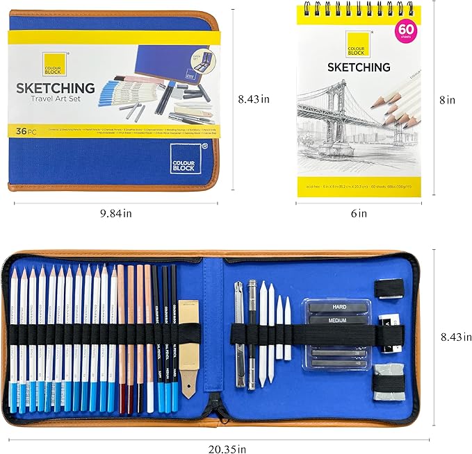 COLOUR BLOCK Drawing Pencils & Kits-Art Supplies for Kids, Teens, Adults-Colored Pencils, Charcoal, Pastels, Sketch Books for Artists, Anime Drawing, Architecture