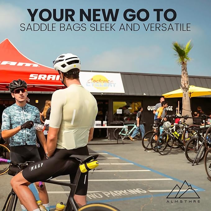 Signature Bike Saddle Bag – Electric Yellow | 0.5L Bike Seat Bag (3" x 5.25" x 2") | Water-Resistant Ripstop, Waterproof Zipper, Internal Pocket | Durable Under Seat Storage