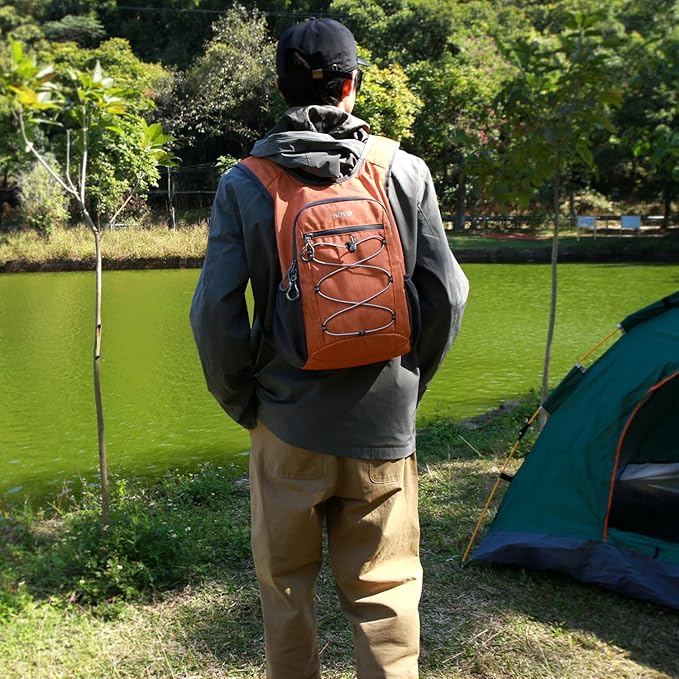 BOVIP 20L Hiking Backpack Lightweight Packable Hiking Daypack Small Travel Outdoor Foldable Shoulder Bag Orange