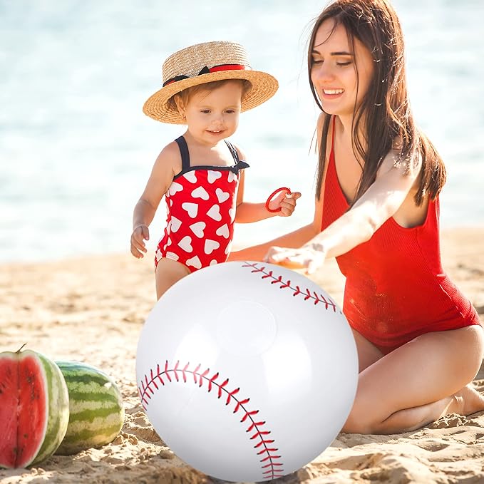 durony 12 Pieces Baseball Beach Ball 11 Inch Inflatable Baseball Bouncing Sports Ball Bouncy Toy Favors for Birthday Party Summer Beach Pool Games Decorations