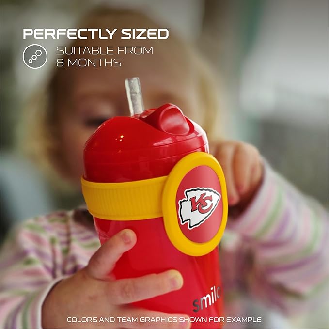 Smilo Straw Cup - Pittsburgh Steelers Officially Licensed NFL Sippy Cup - Baby and Toddler Cup with Weighted Silicone Straw and 8.5 oz Capacity - BPA-Free