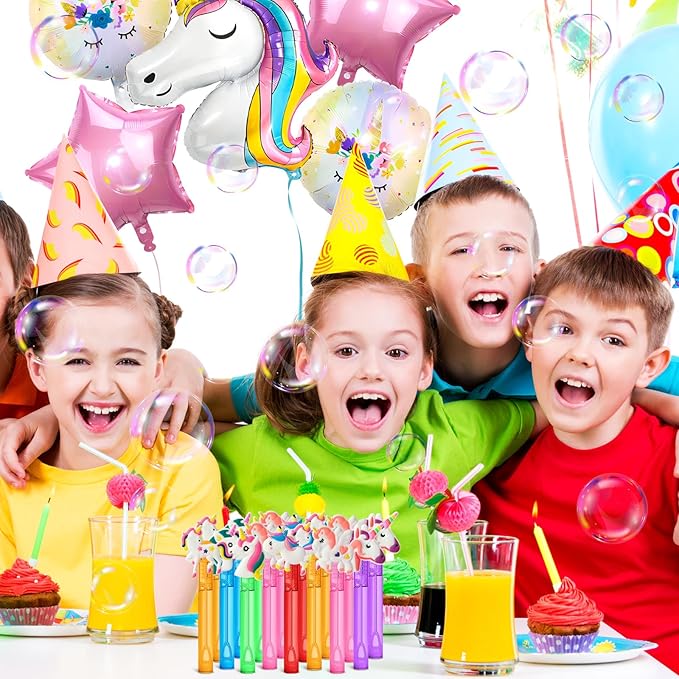 AFZMON 24 Unicorn Party Favors Bubble Wands for Kids, Rainbow Horse Mini Bubbles Wand Toys, Rainbow Theme Birthday Party Supplies Goodie Gift Bag Stuffers Pinata Classroom Prizes