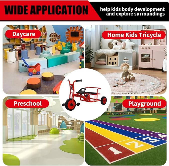 Kids Tricycle for Riders Ages 3-5 Preschool Playground Kids Tricycles, Daycare Toddler Tandem Trike,Children Tandem Bike, Outdoor Playground Equipment Trike