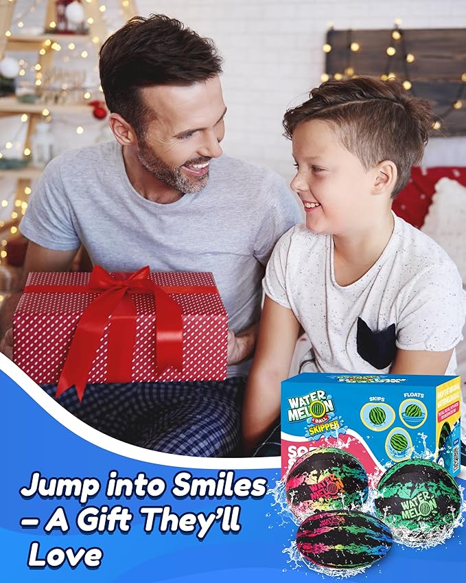 Watermelon Ball Water Skipping Ball – Water Pool Toys & Bouncing Games for Swimming Pool, Beach & Lake, Perfect for Kids Ages 8-12, Teens & Family Fun, Summer Must Have