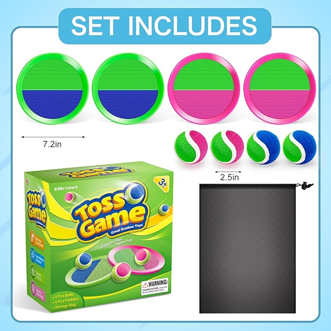 Officygnet Ball Catch Game, Kids Toss Game for Ages 3 4 5 6 7 8-12 Year Old Boy Girl, Catching Ball Set with 4 Paddles for Outdoor Toys/Yard Games/Beach Toys/Pool Toys for Kids Easter Birthday Gifts
