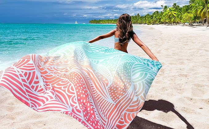 Beach Blanket Waterproof Sandproof Beach Mat 79" X 83"/10'x9'for 2-8 Adults Quick Drying Outdoor Picnic Mat Beach Accessories for Travel, Camping, Hiking