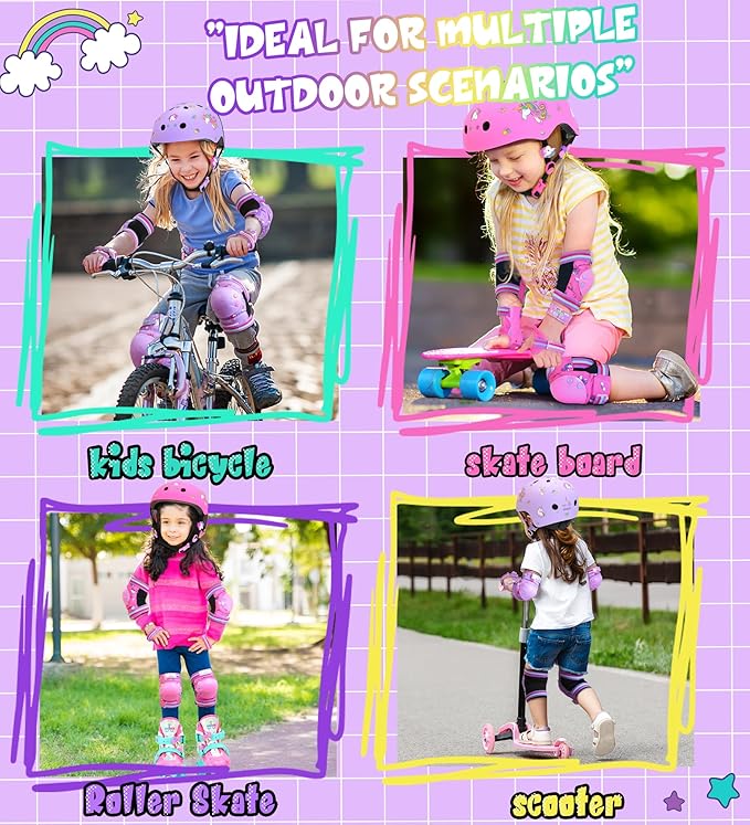 Kids Bike Helmet for Girls 3-5-8-14, Unicorn Adjustable Toddler Helmets for Bicycle, Roller Skating, Skateboard, Scooter, Skiing